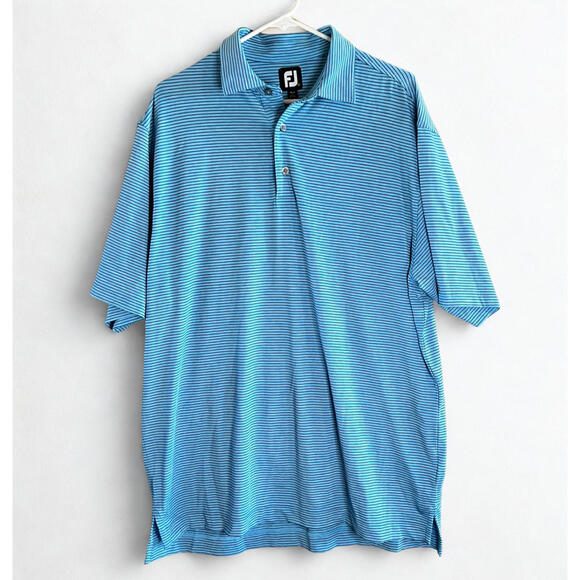 FootJoy Other - FJ FootJoy Polo Shirt Mens Size Large Blue/Navy Striped Golf Casual Short Sleeve